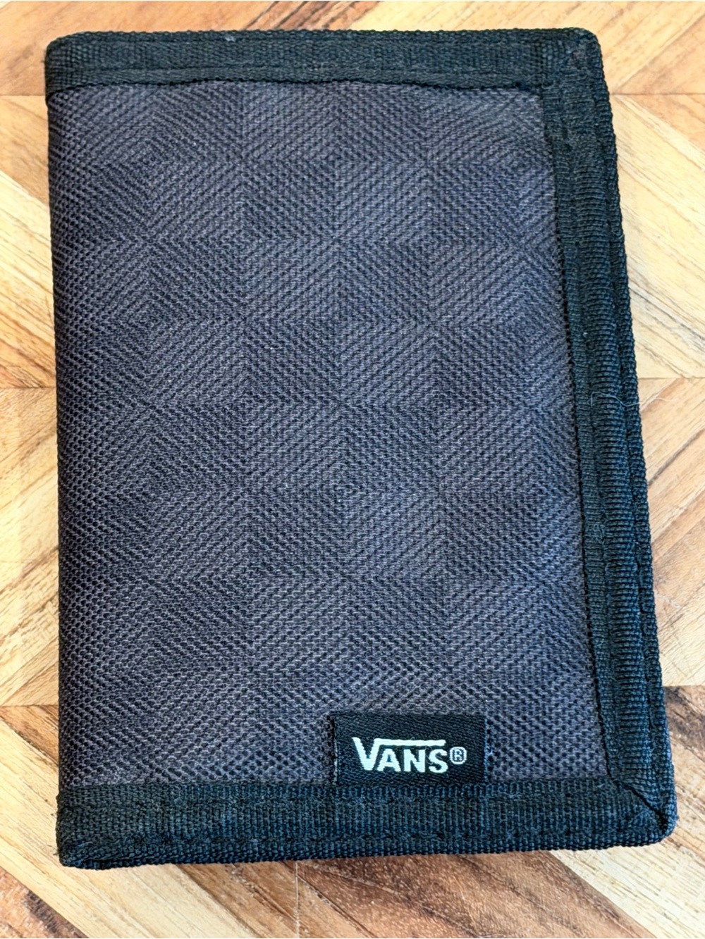 Vans Black Gray Trifold Wallet Canvas Velcro Unisex
